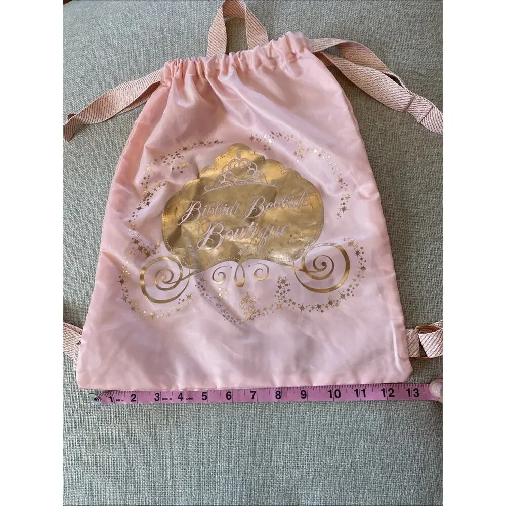 Disney Parks Bibbidi Bobbidi Boutique Pincess Pink Drawstring Backpack Bag
